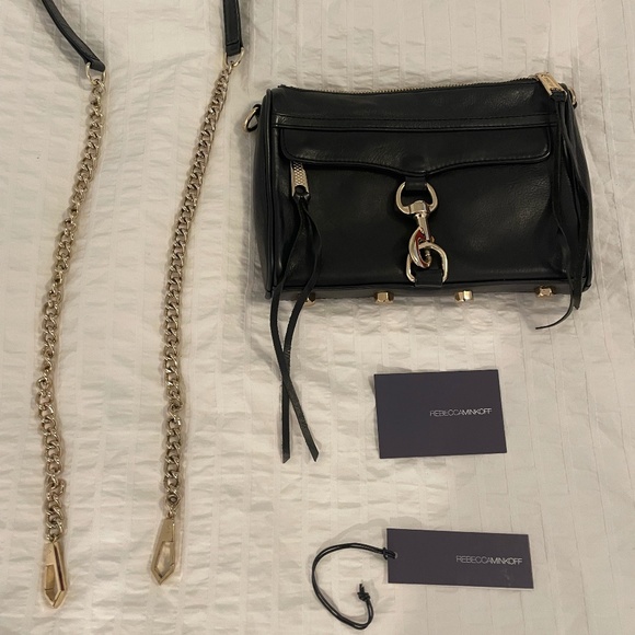 Rebecca Minkoff Mini Mac Black and Gold Bag - Picture 1 of 8